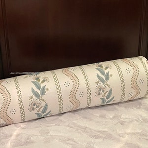 Bolster Pillow Cover, Personalized Soft Blue and Green Stripe Home Decor Pillow, Long Bolster Pillow Cover image 1