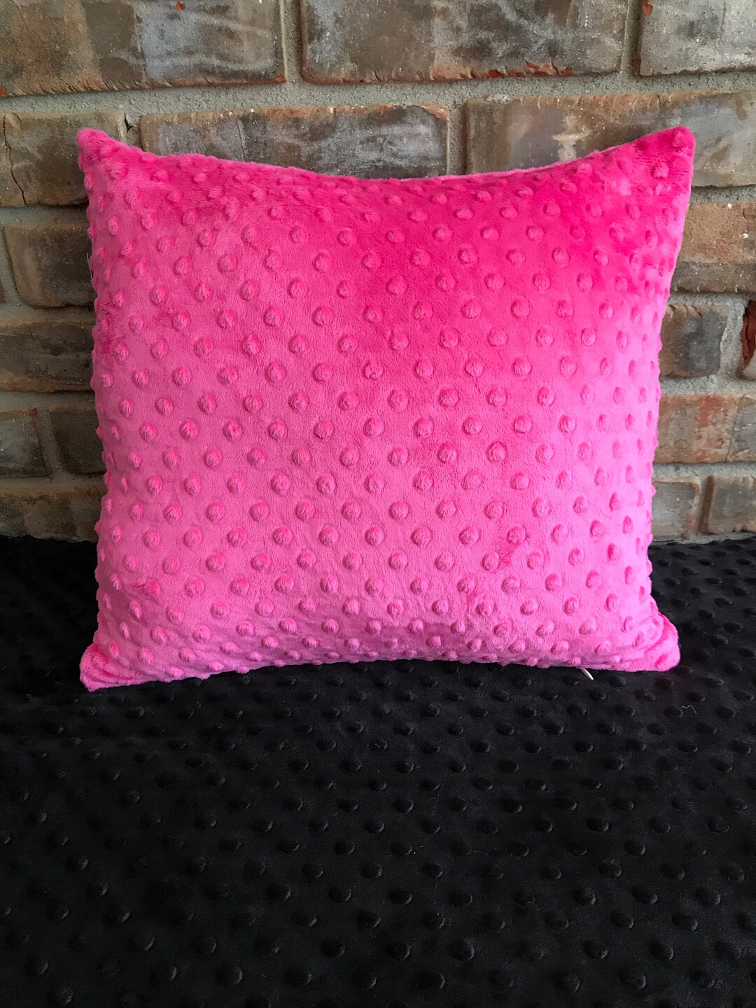 Pillow Cover hot Pink Minky Dot, Decorative Pillow Cover, Hot Pink