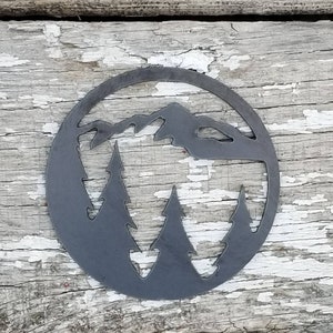 Rustic Metal Mountain Ornament: Handmade Cabin Christmas Tree Decor
