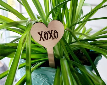 XOXO Valentines Day Wood Plant Stake, I love you Houseplant Garden Label Marker, Flower Label