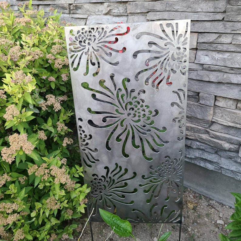 Metal Privacy Screen Garden Panel Flowers Flower Wall Art | Etsy