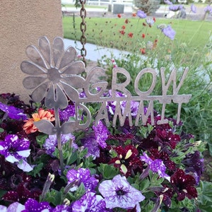 Grow Dammit Metal Garden Art Stake: Funny Garden Humor Sign