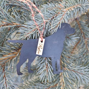 Labrador Retriever Dog Raw Metal Dog Ornament, Black Lab Gift, Personalized Christmas Tree Pet Name Dog, Pet Loss Memorial, Pet Sympathy