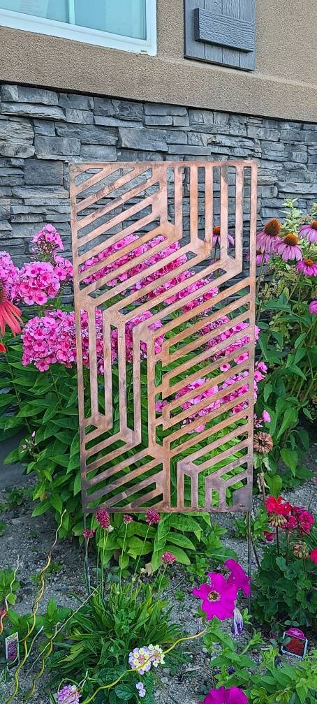 Metal Privacy Garden Fence Panel Screen, Geometric Design, Modern Wall ...