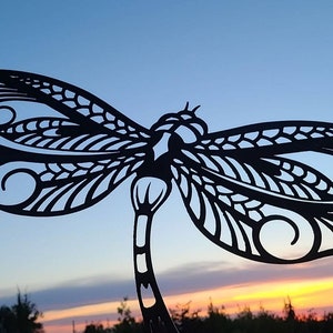 Metal Garden Dragonfly, Rusty Metal Garden Yard Art, Garden Insect, Garden Ornament, Flower Garden Farm Gift
