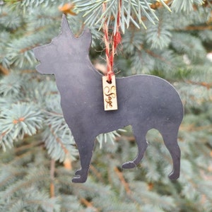 Heeler Cattle Dog Raw Metal Ornament, Blue Red Heeler Gift, Personalized Custom Christmas Tree Pet Name Dog Ornament, Memorial Pet Loss Gift