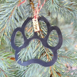 Metal Dog Paw Pet Ornament, Christmas Tree Ornament, Pet Rescue Gift, Memorial Vet Gift