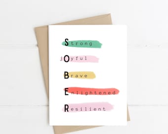 Sober Card | Soberversary Card | Sobriety Gift | Illustrated Greeting Card