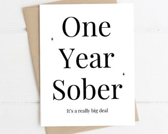 Milestone Card| One Year | Sobriety Support | AA and Recovery | Congrats on sobriety | Sober Anniversary |