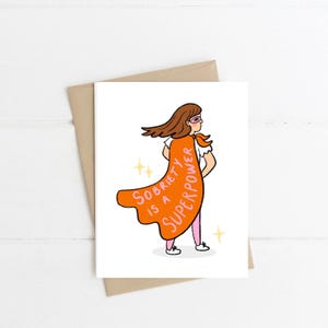 La sobriété est un SUPERPOUVOIR | carte d'encouragement | Carte spéciale | carte d'anniversaire | de voeux | Carte de sobriété | Carte d'assistance