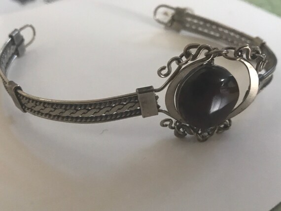 Vintage Natural Stone Metal Open-Work Bracelet - … - image 4