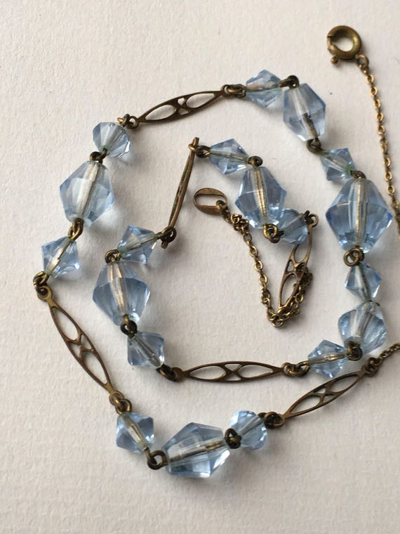 Vintage Art Deco Diamant\u00e9 and Paste Green Necklace