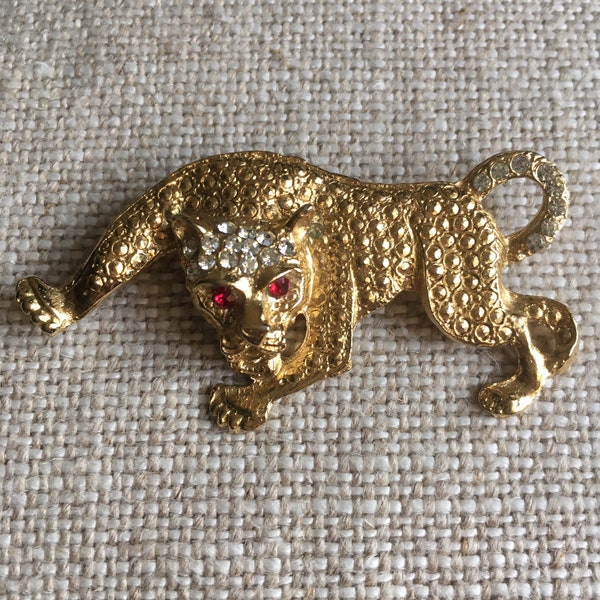 Vintage Statement Panther Brooch - Wild Cat Pin- Panther Jewellery- Panther Jewelry - 80s Animal Brooch -80s Animalistic Brooch Stament Pin