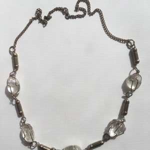 Vintage Art Deco Glas Halsband - unregelmäßige Kartoffel Form klar Glas Perlen - Draht gewickelt Perlen Halskette - 1930er Jahre klar Glas Halskette