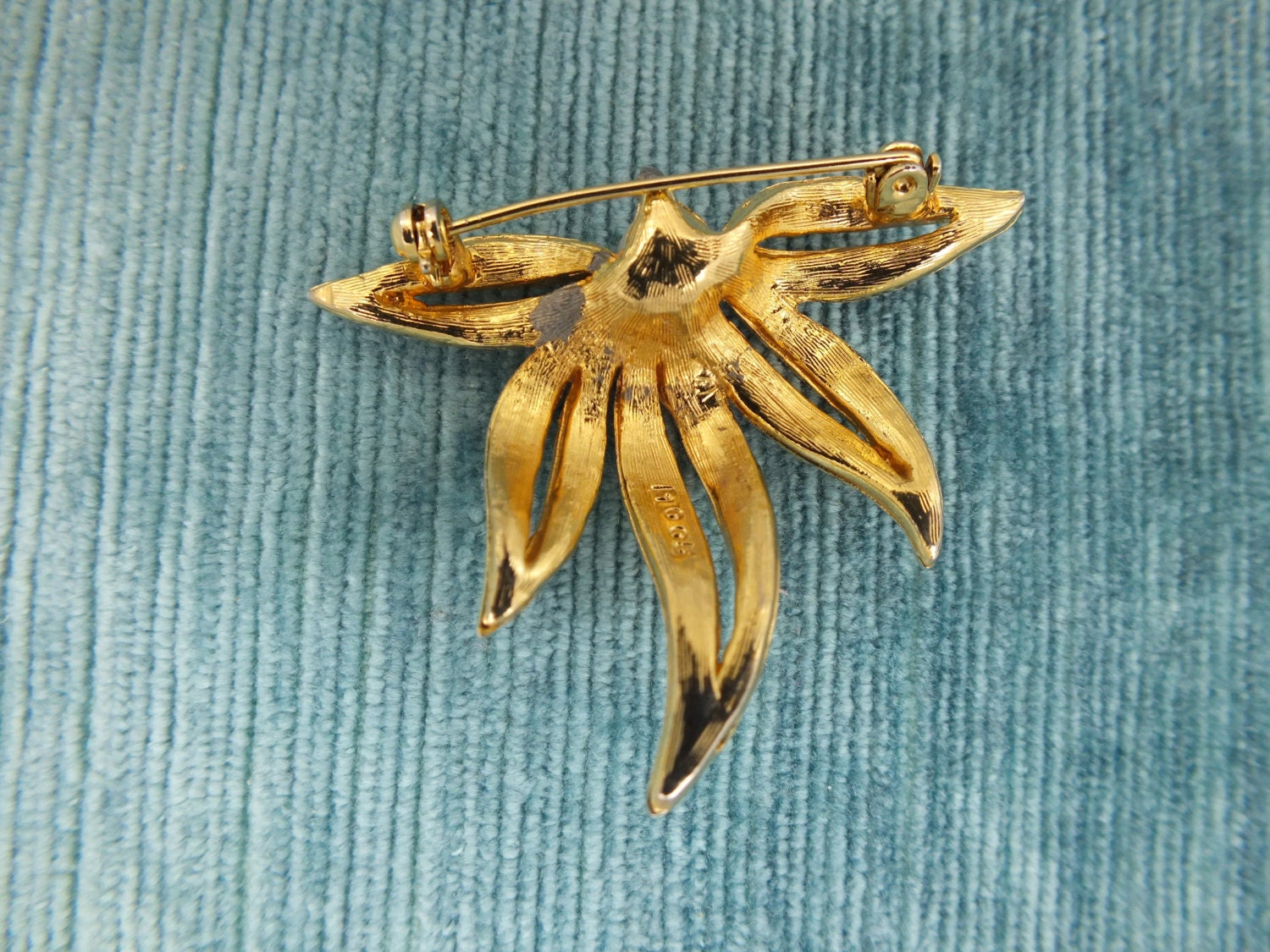 Numbered Vintage Signed Brooch Leaf Brooch With Faux White Pearl