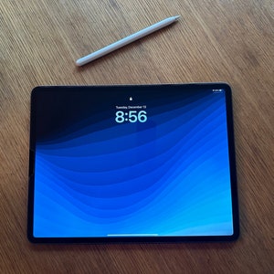 Minimalist Tablet/Laptop Wallpaper - Deep Blue Wave