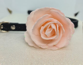 Dog collar flower – dog accessory - dog jewellery - pink foam flower – collar accessory - rose - pink rose - glitter tip