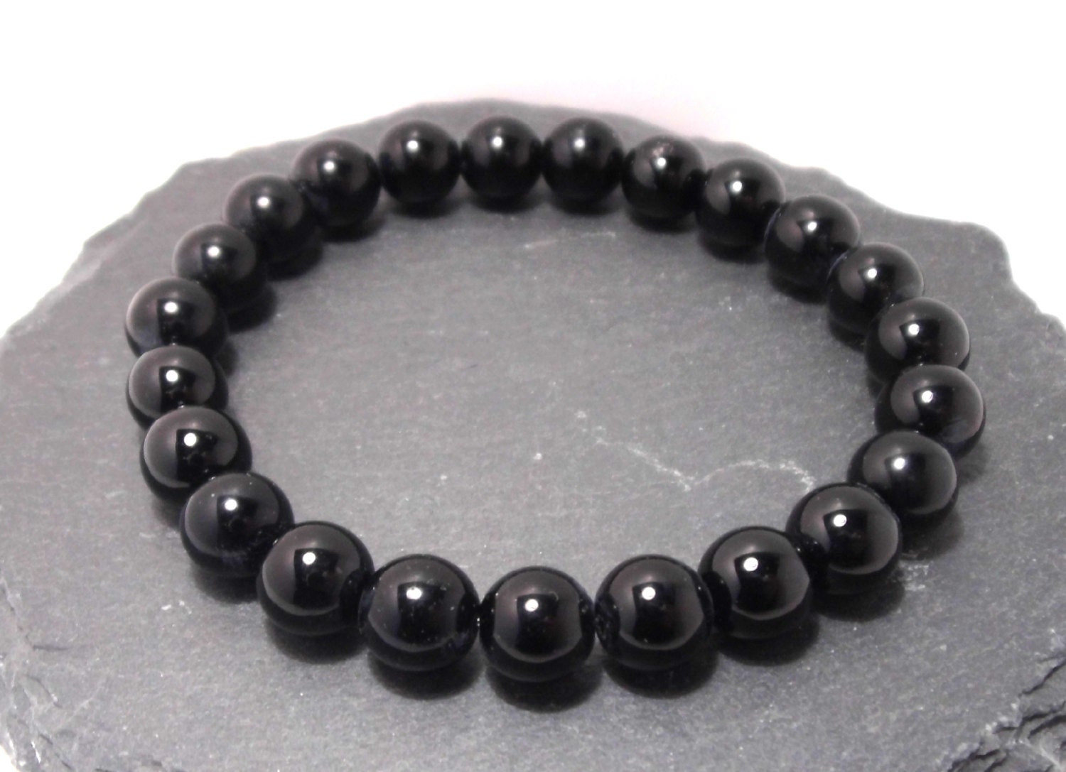 Black Onyx Gemstone Beaded Bracelet Masculine Bracelet - Etsy