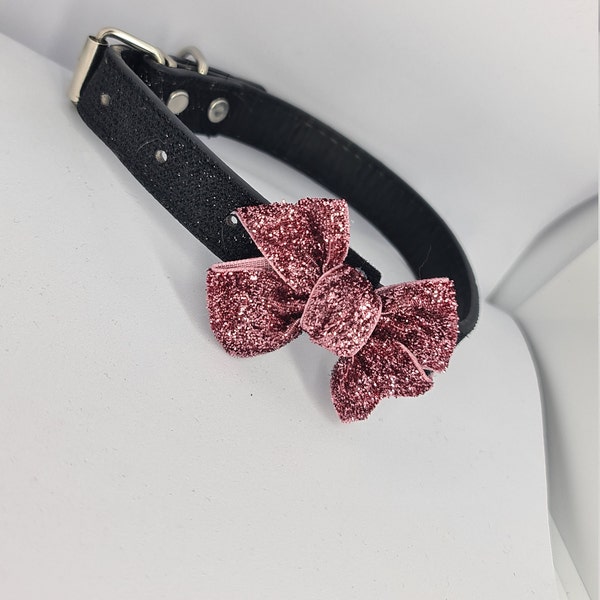 Bow for Dog collar, dog collar accessory, slip on, dog collar bow, cat accessory, dog jewellery, sparkly bow, glitter bow, bow tie, Velcro