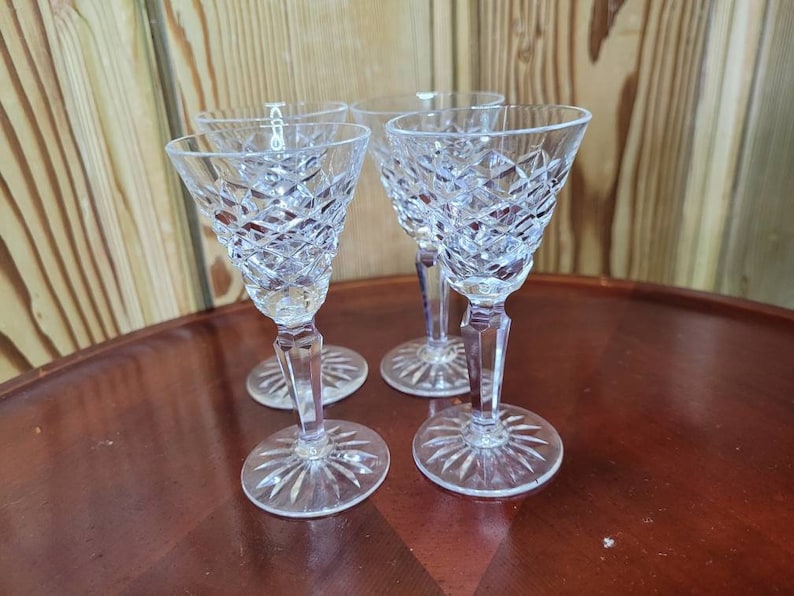 Vintage Pair of Irish Waterford Crystal Liquer Glasses. Tyrone Pattern