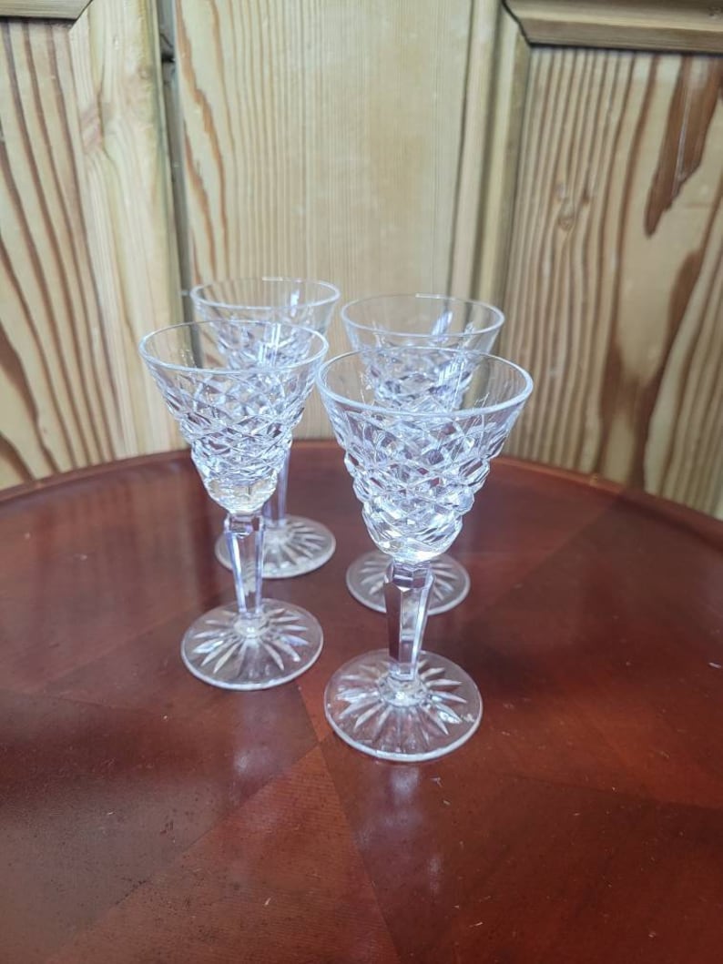 Vintage Pair of Irish Waterford Crystal Liquer Glasses. Tyrone Pattern