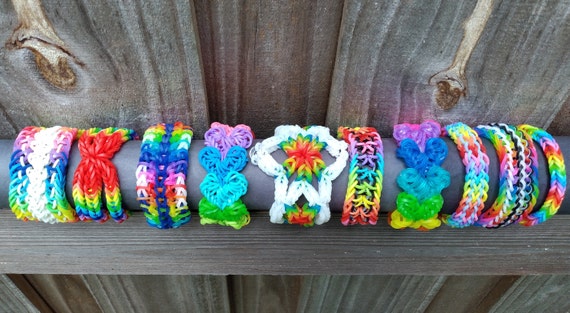 Rainbow online loom cuff