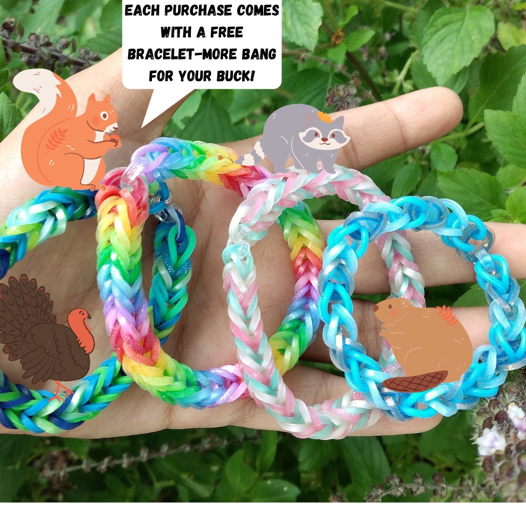 Rainbow Loom Bracelet - Fishtail, white, teal, and hot pink - South Shore  Children