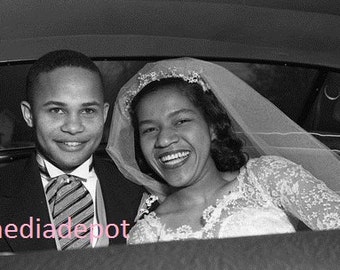 8 x 10 Vintage Photo Reprint African-American Couple on Their Wedding Day 