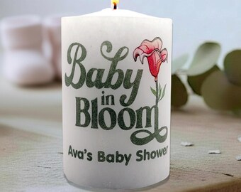Baby in Bloom Baby Shower Candle Classic Pink Floral Favor