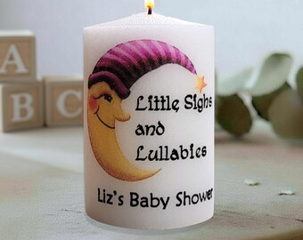 Crescent Moon Baby Shower Candle: Grandfather Face, “Little Sighs and Lullabies”