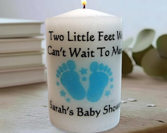 Personalized Baby Shower Candle Favors — Custom Pregnancy Announcement & Gender Reveal Gift