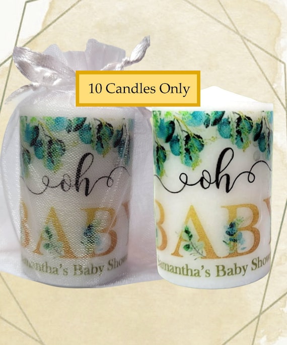 Oh Baby Baby Shower Favors Candles Boho Eucalyptus Picture Gender