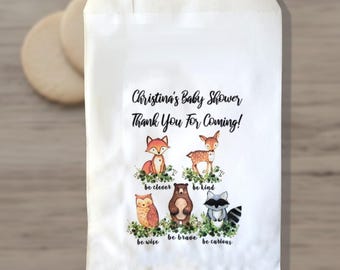 Woodland Animal Treat Bags Personalized Forest Theme Party Favor Bags, Set of 10
