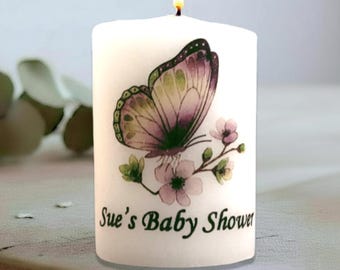 Butterfly Baby Shower Candle , Gender Neutral Purple Baby Shower Favor