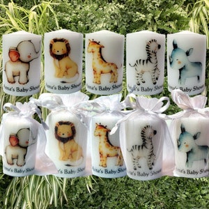 Safari Baby Shower Favors Candles Jungle Animals Can Be Personalized Gender Neutral Gift For Guests
