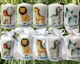 Safari Baby Shower Favors Candles Jungle Animals Can Be Personalized Gender Neutral Gift For Guests