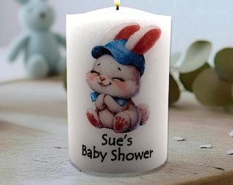 Blue Bunny Baby Shower Candle Favors | Bunny Baby Shower Decor