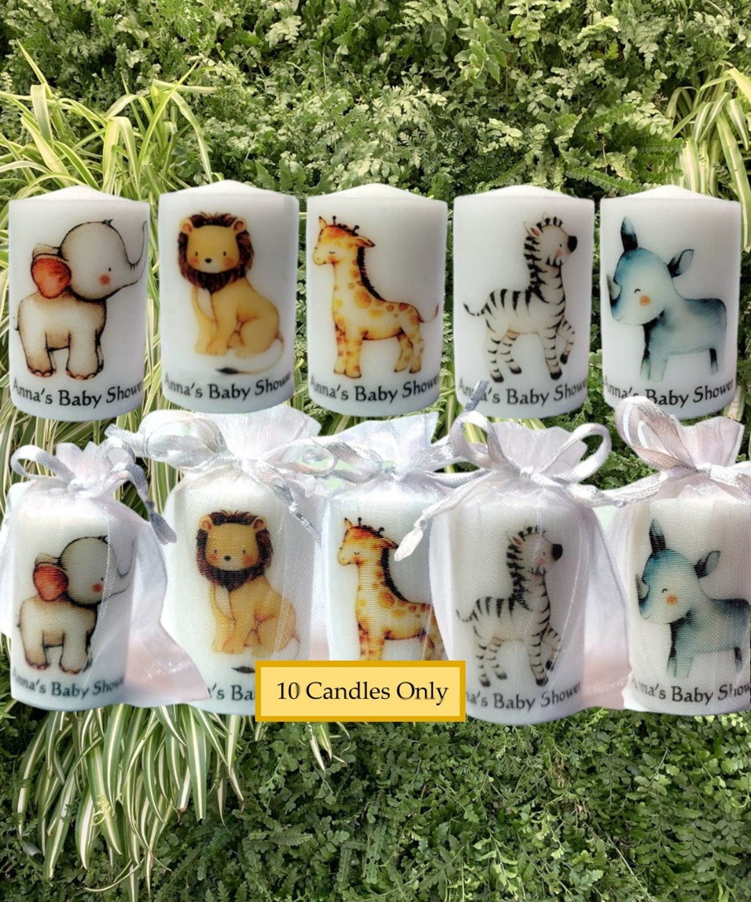 10 Baby Shower Jungle Animals Candle Favors Safari Etsy