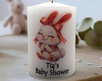 Pink Bunny Baby Shower Candle Favors | Bunny Rabbit Shower Decor