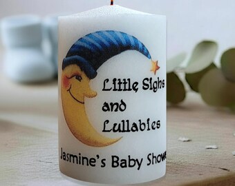 Crescent Moon Baby Shower Candle: Grandfather Face, “Little Sighs and Lullabies"