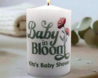 Baby in Bloom Baby Shower Candle Artistic Floral Illustration