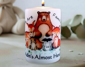 Woodland Animal Votive Candle in Organza Bag Personalized Baby Shower Favor