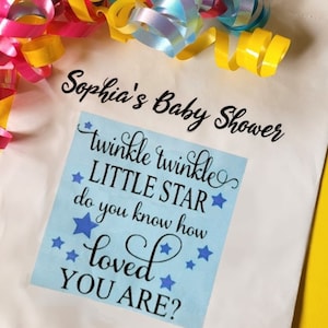 Personalized Twinkle Star Baby Shower Treat Bags: Blue Gift Favors for Guests, Cookies & Candy