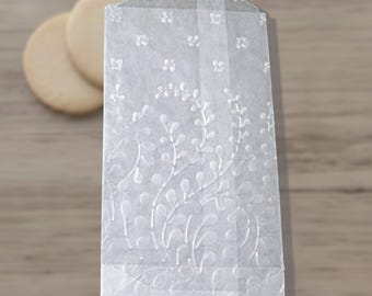 Bolsas de celofán con flores en relieve para regalos de bodas, fiestas y diarios - Juego de 20
