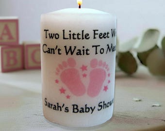Personalized Baby Shower Candle Favor Gift – Custom Pregnancy Announcement Gender Reveal in Organza Bag