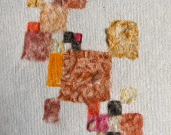 Dessin abstrait « pièces manquantes 12 » oeuvre d'art texturée au crayon de couleur petit art bohème géométrique minimaliste
