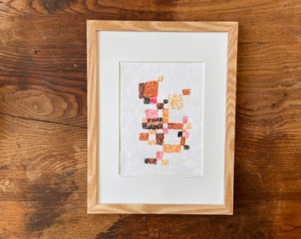 Textured Abstract Drawing: Colored Pencil Art in Wood Frame (6x8.25)