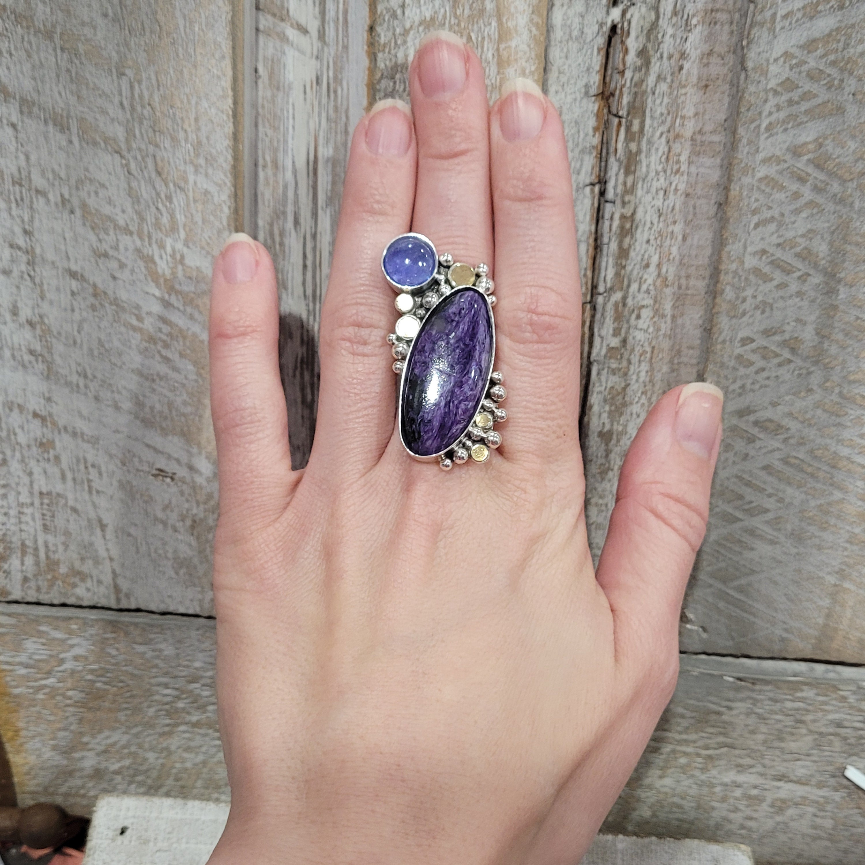 Moderne lila Sterling Ring oder Halskette Charoite und | Etsy