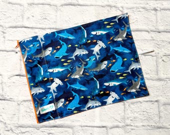 Children washable placemat, colorful reversible placemat with a zippered pocket to put ustensils, popcorn funny patterns