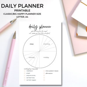 Cirkel van tijd dagelijkse planner afdrukbaar voor Happy Planner